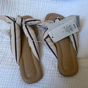 A New Day Striped Black and Cream Sandals